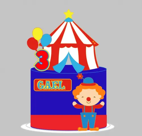 Arquivo de Corte topo de bolo palhacinho em camadas