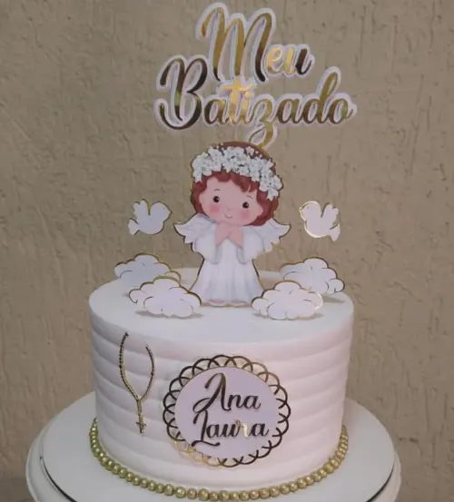 Arquivo de Corte Topo de Bolo batismo anjinha aquarela