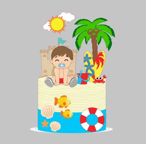 Arquivo de corte topo de bolo surf bebe