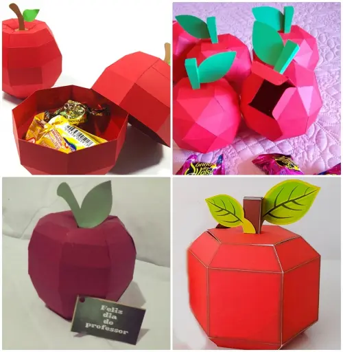 Arquivos de corte 4 modelos de maça 3d dia dos professores