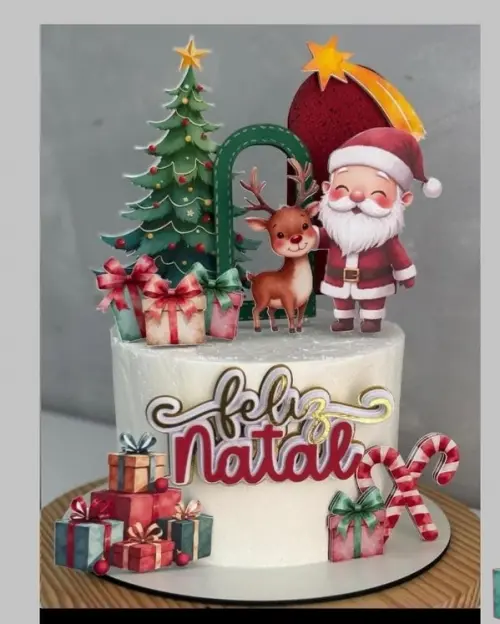 Arquivo de Corte topo de bolo Natal Aquarela