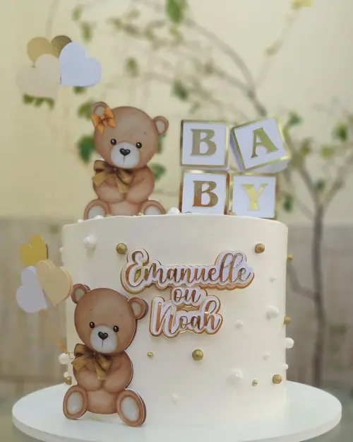 Arquivo de corte Topo de Bolo Ursinho revelação aquarela