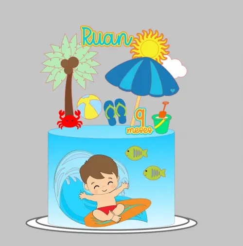 Topo de Bolo Verão Praia Menino