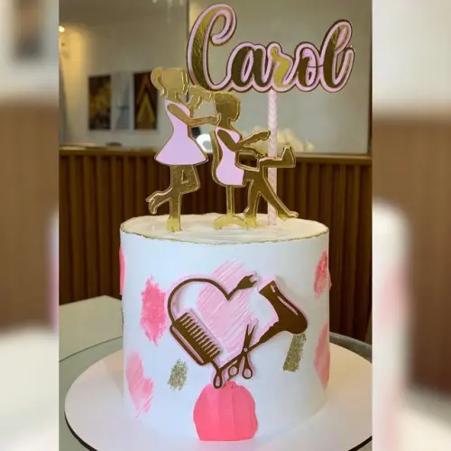 Topo de bolo salão de beleza