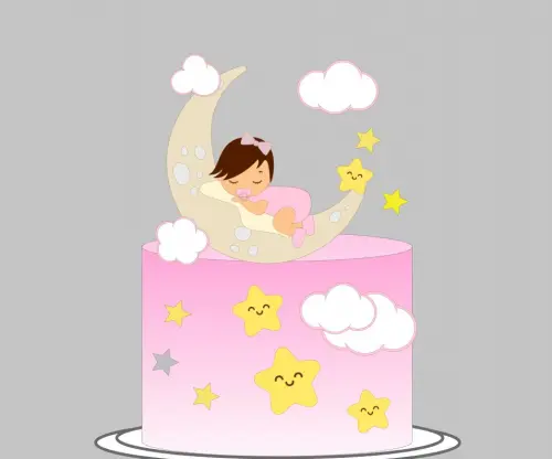 Arquivo de Corte topo de bolo menina na lua