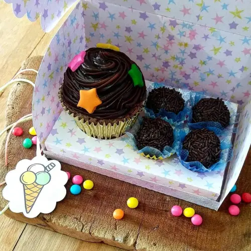 Arquivo de Corte Caixa cupcake e doces Dia das Crianças