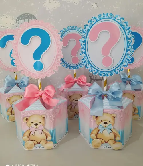 Arquivo de corte centro de mesa chá revelação ursinhos