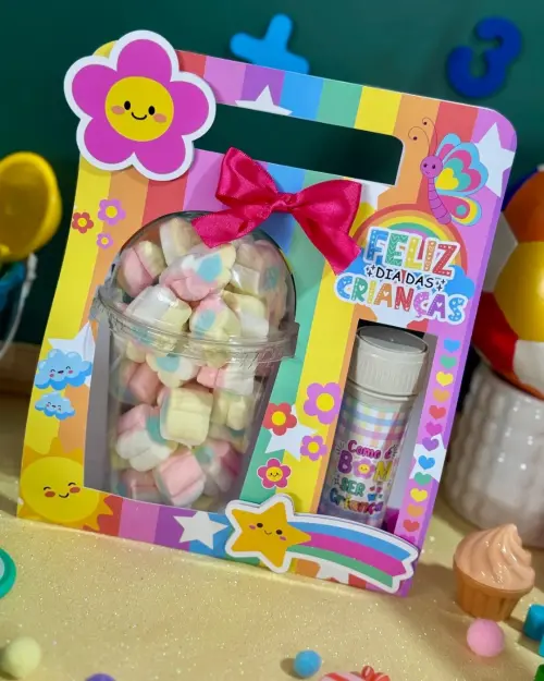 Arquivo de Corte caixa copo bolha Dia das Criança