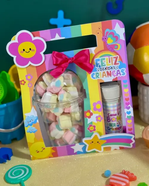 Arquivo de Corte caixa copo bolha Dia das Criança