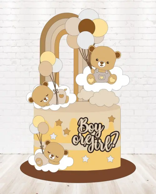 Topo Cha de Revelação Ursinhos arco iris