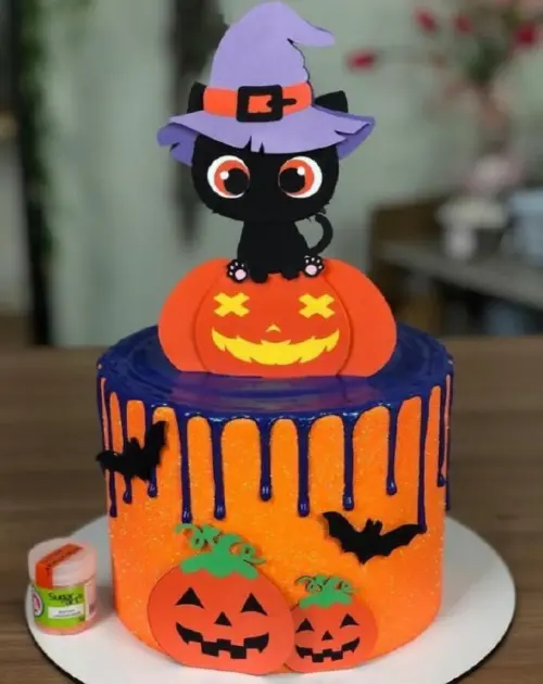 Arquivo topo de bolo gatinho halloween