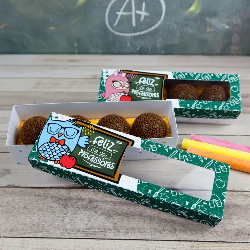Arquivo de Corte caixa 4 doces dia dos professores