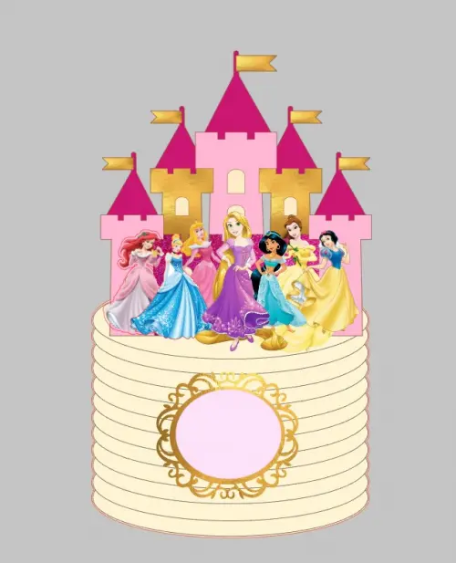 Arquivo de Corte Topo de Bolo castelo princesas disney