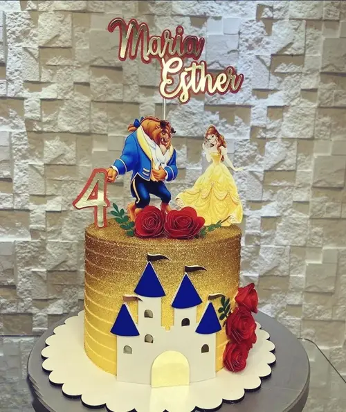 Arquivo de Corte Topo de Bolo bela e fera