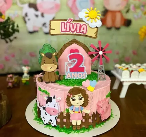 topo fazendinha menina em camadas