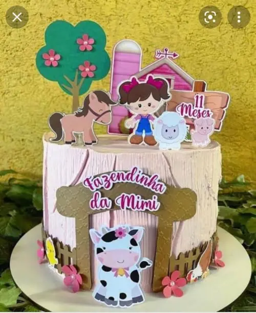 topo de bolo fazendinha menina