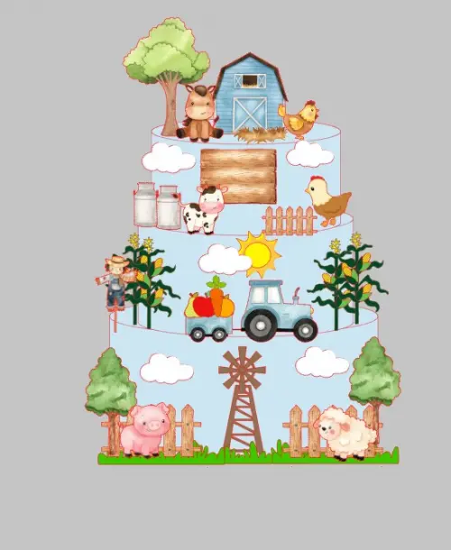 Arquivo de corte topo de bolo fazendinha aquarela