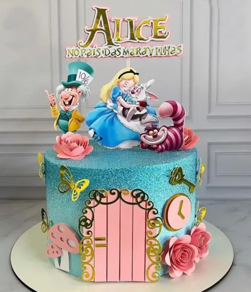 Arquivo de Corte topo de bolo Alice no Pais das Maravilhas