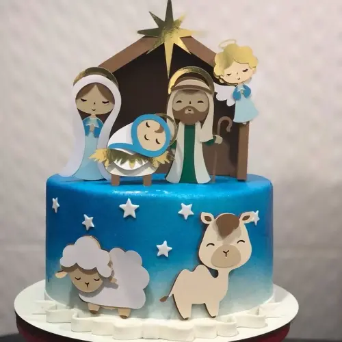 Arquivo de Corte Topo de Bolo Presépio natal