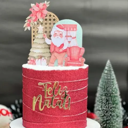 Arquivo de corte topo de bolo natal aquarela