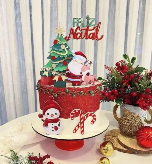 topo de bolo feliz natal papai noel