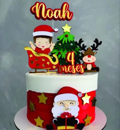 Arquivo de Corte topo de Bolo Natal Bebê no Trenó