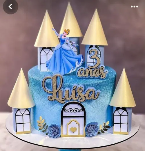 Topo de bolo castelo cinderela 3d