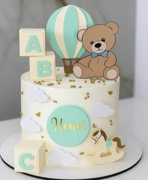 Topo de bolo chá de bebe ursinho balão