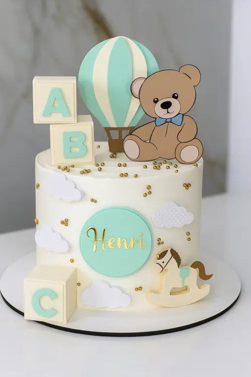 Topo de bolo chá de bebe ursinho balão