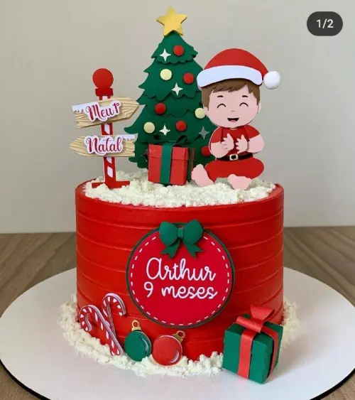 Topo de bolo bebê menino natal