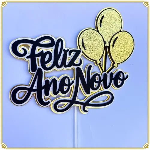 Arquivo de Corte topo de bolo feliz ano novo