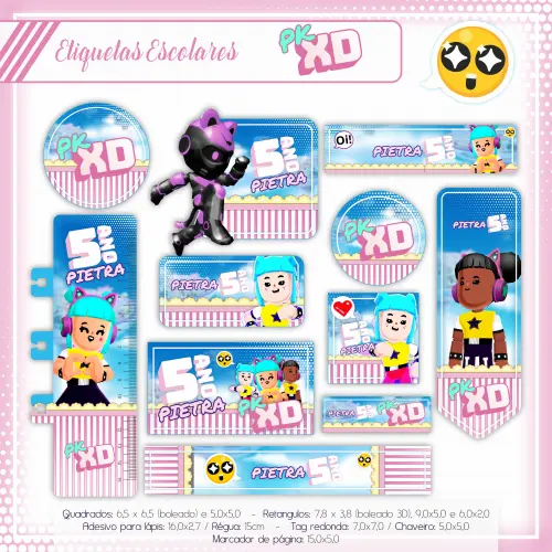 etiqueta escolar pk dx menina