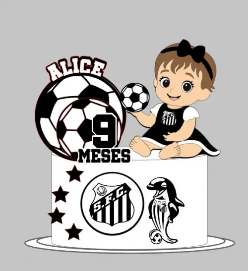 Arquivo de Corte Topo de bolo santos futebol bebe menina