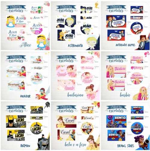 Arquivos Digitais Combo Etiquetas Escolar