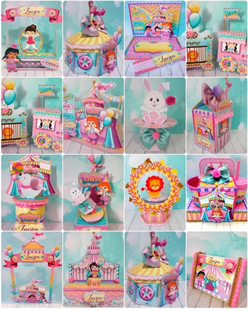 Arquivo de corte kit circo rosa