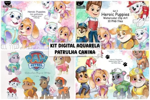 Arquivo digital kit patrulha canina aquarela