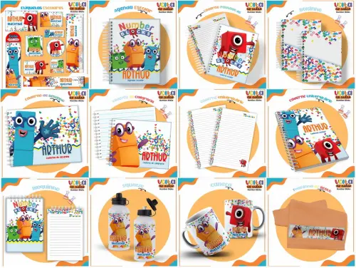 Arquivo de Corte Combo Etiqueta Escolar Numberblocks