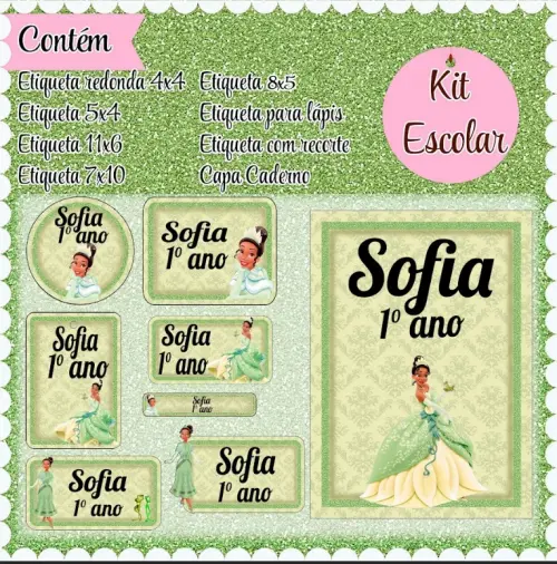Arquivo Digital Etiqueta escolar Princesa Tiana