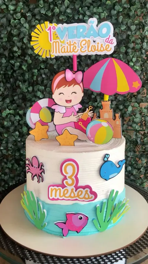 Arquivo de Corte Topo de bolo praia menina