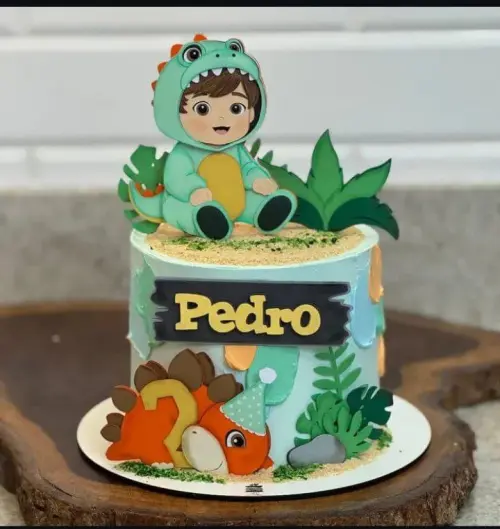 Topo de bolo dino cute menino