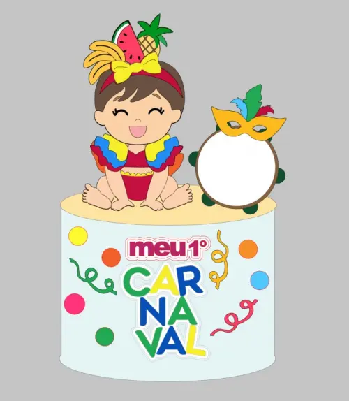 Topo de bolo meu primeiro carnaval menina