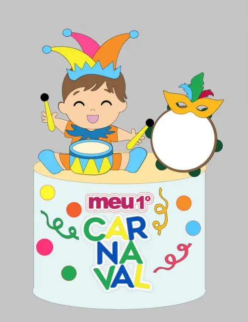 Topo de bolo meu primeiro carnaval menino