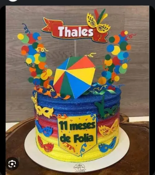 Topo de bolo guarda chuva carnaval