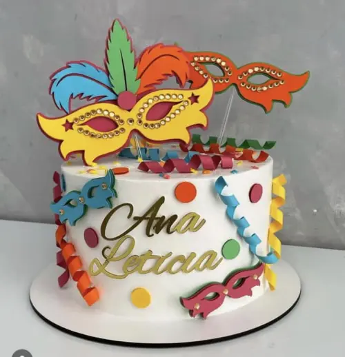 Topo de bolo mascaras carnaval