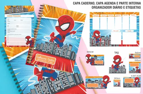 Arquivo digital combo Etiqueta homem aranha