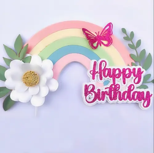 Arquivo de Corte Topo arco iris Happy Birthday