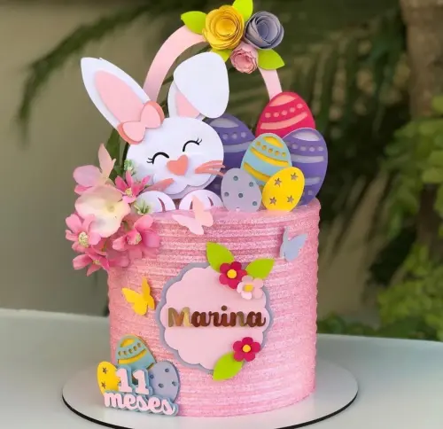 Arquivo de corte topo de bolo coelhinha de páscoa cestinha