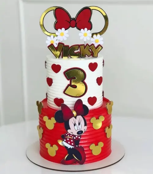 Topo de bolo minnie vermelha 2 andares