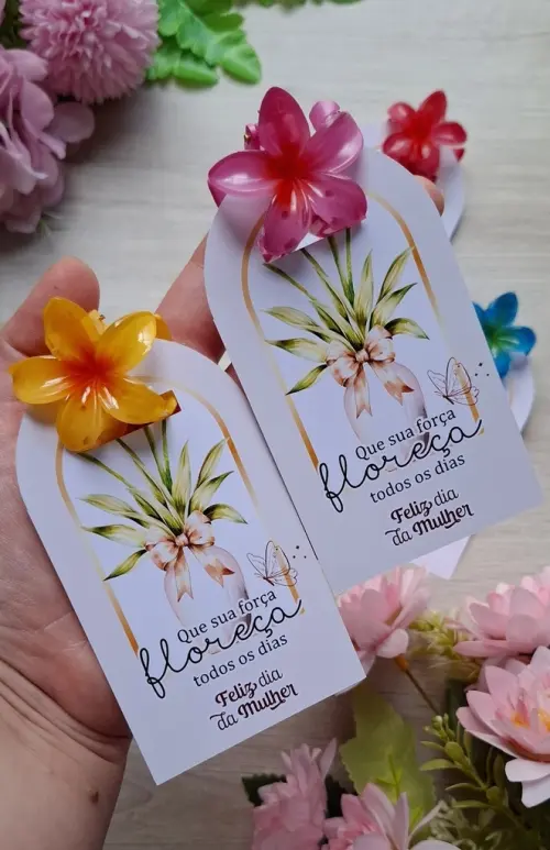 card para mini piranha flor dia das mulheres