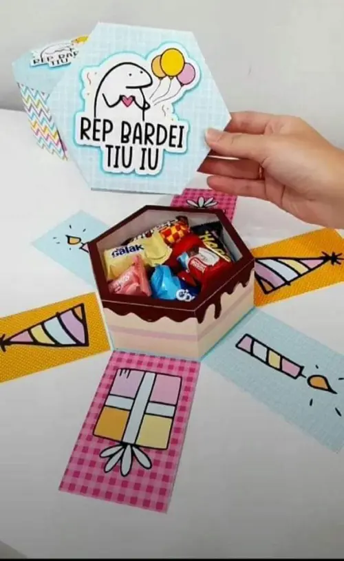 Arquivo de Corte caixa explosão flork aniversario